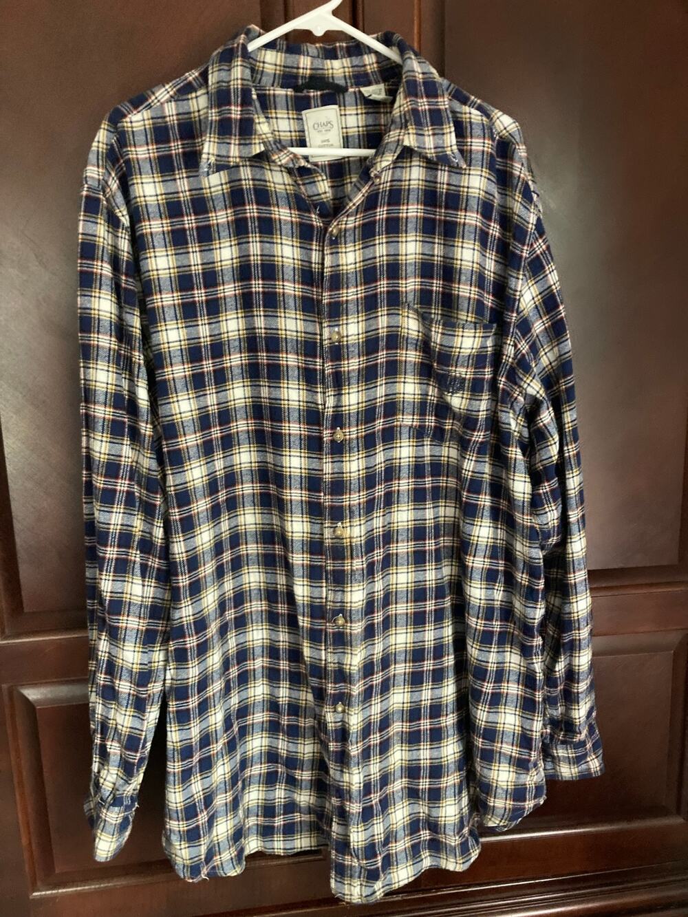 Chaps - Cabincore Americana Navy Red White Gold Flannel Button Up - 2XT
